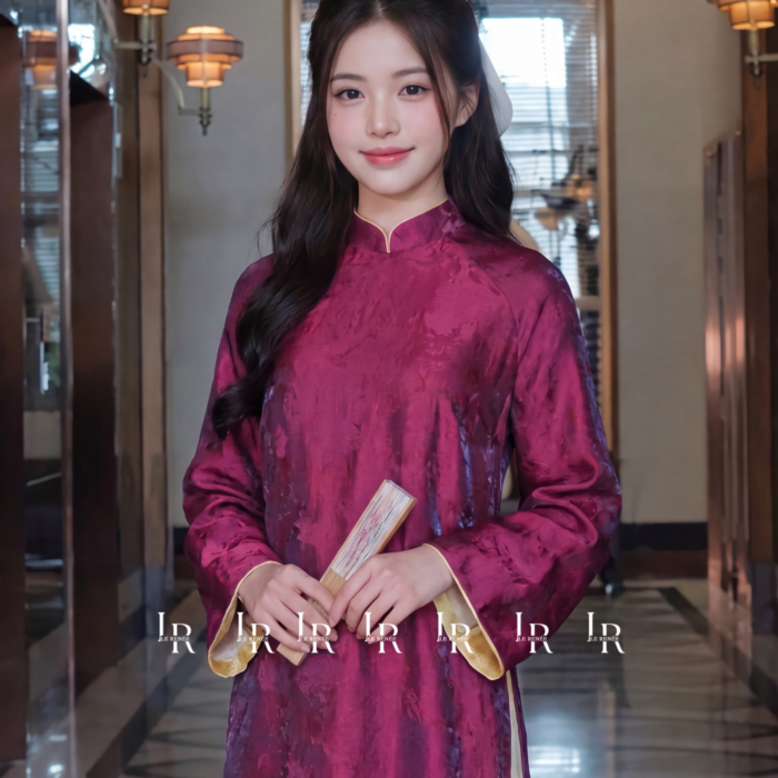 Áo Dài Gấm Tử Đằng Phú Quý